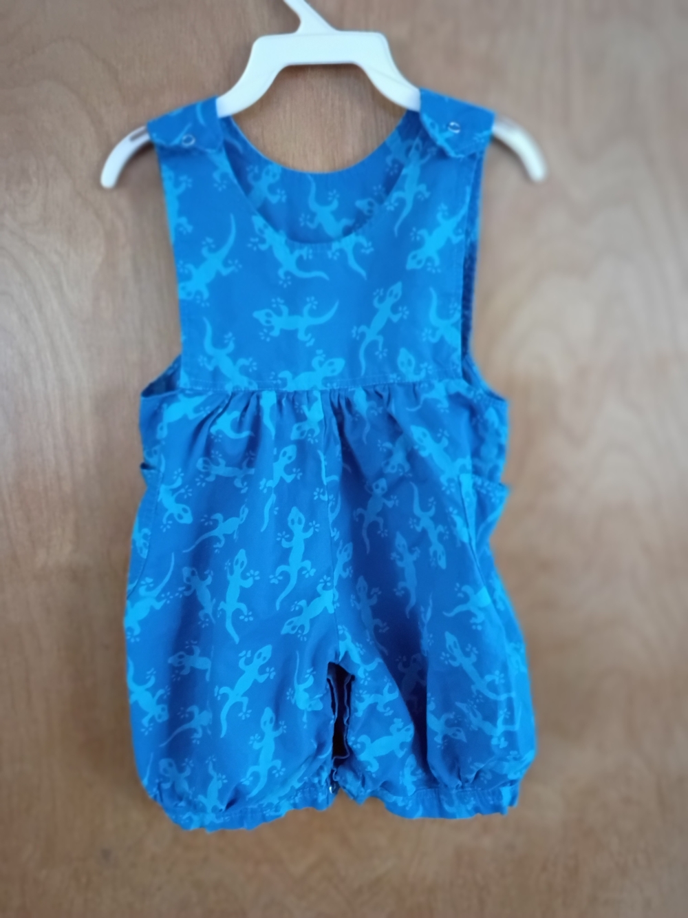 Blue Lizard-Print Baby Romper by